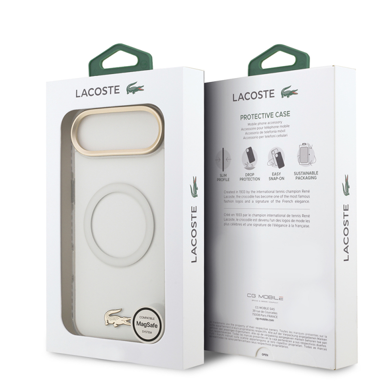 Apple iPhone 17 Air Case Lacoste Original Licensed M-Safe Charging Feature Gold Crocodile Logo Frosted Cover - 11