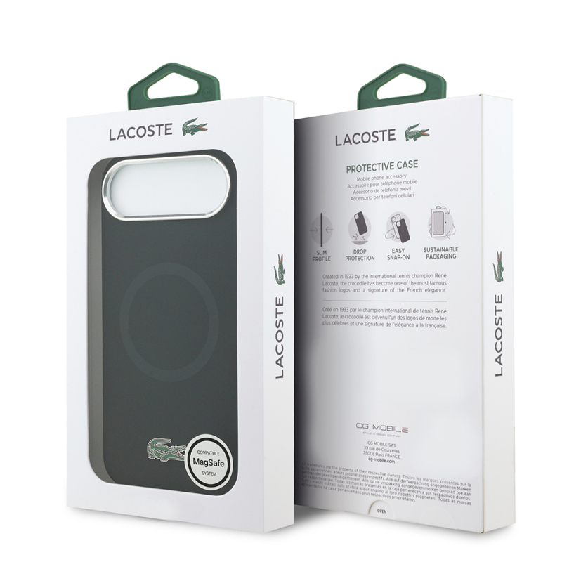 Apple iPhone 17 Air Case Lacoste Original Licensed M-Safe Charging Feature Iconic Logo Metal Camera Frame Silicone Cover - 17