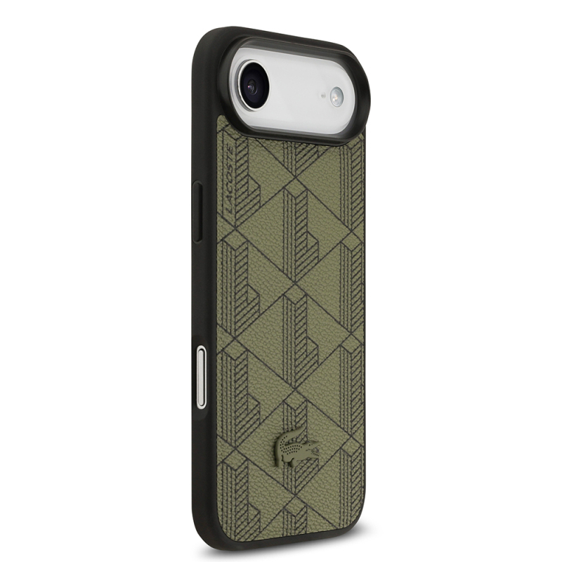 Apple iPhone 17 Air Case Lacoste Original Licensed M-Safe Charging Feature PU Leather Design Card Holder Mixed Monogram Pattern Cover - 5