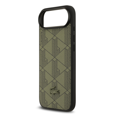 Apple iPhone 17 Air Case Lacoste Original Licensed M-Safe Charging Feature PU Leather Design Card Holder Mixed Monogram Pattern Cover - 7