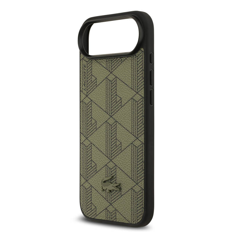 Apple iPhone 17 Air Case Lacoste Original Licensed M-Safe Charging Feature PU Leather Design Card Holder Mixed Monogram Pattern Cover - 7