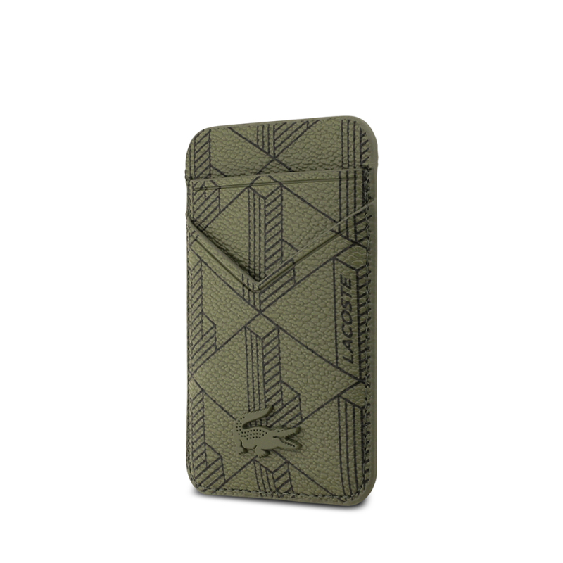 Apple iPhone 17 Air Case Lacoste Original Licensed M-Safe Charging Feature PU Leather Design Card Holder Mixed Monogram Pattern Cover - 9