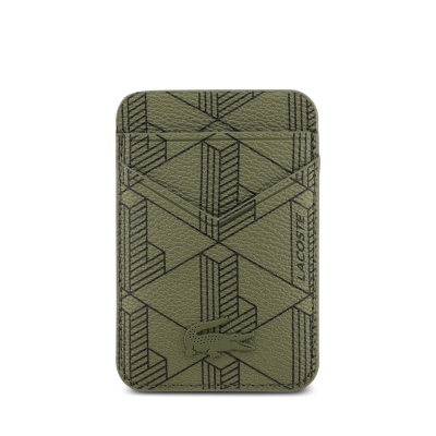 Apple iPhone 17 Air Case Lacoste Original Licensed M-Safe Charging Feature PU Leather Design Card Holder Mixed Monogram Pattern Cover - 10