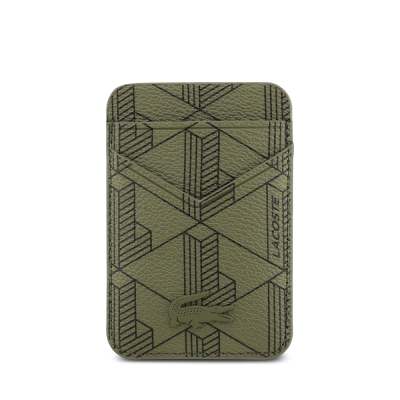 Apple iPhone 17 Air Case Lacoste Original Licensed M-Safe Charging Feature PU Leather Design Card Holder Mixed Monogram Pattern Cover - 10