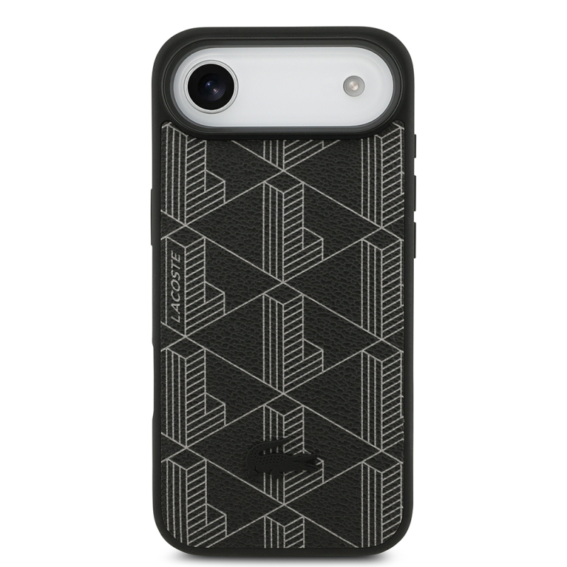 Apple iPhone 17 Air Case Lacoste Original Licensed M-Safe Charging Feature PU Leather Design Card Holder Mixed Monogram Pattern Cover - 13