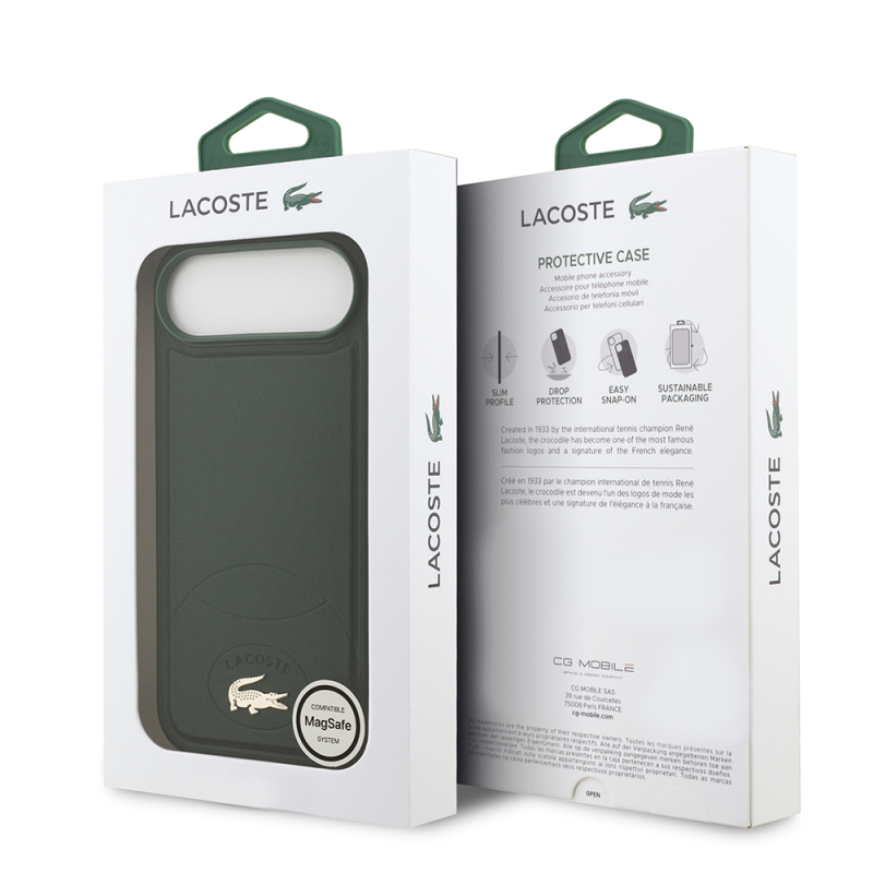 Apple iPhone 17 Air Case Lacoste Original Licensed M-Safe Charging Feature PU Leather Design Metal Logo Cover - 17
