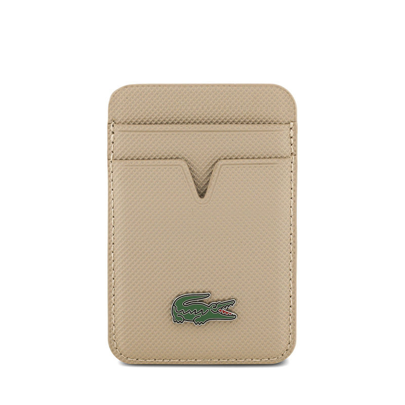 Apple iPhone 17 Air Case Lacoste Original Licensed M-Safe Charging Feature PU Pique Pattern Metal Logo Card Holder Cover - 21