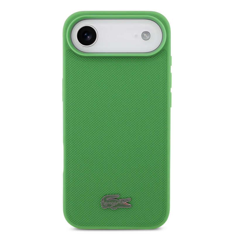 Apple iPhone 17 Air Case Lacoste Original Licensed M-Safe Charging Feature PU Pique Pattern Metal Logo Card Holder Cover - 25