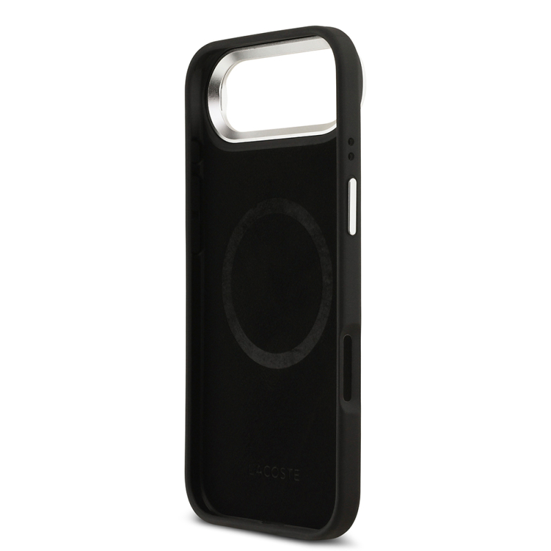 Apple iPhone 17 Air Case Lacoste Original Licensed M-safe Charging Feature PU Pique Pattern Stand Metal Logo Cover - 16