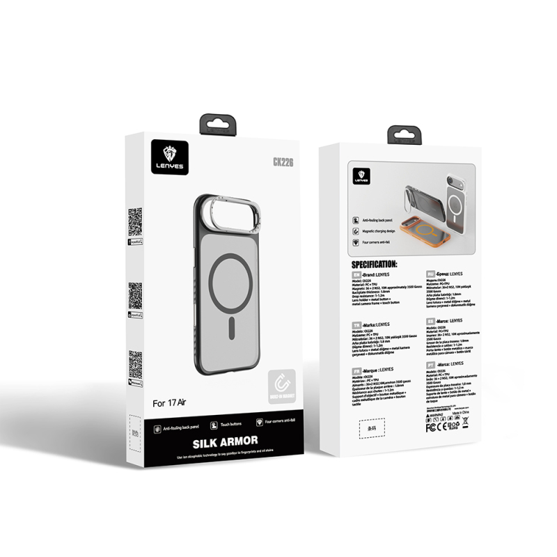 Apple iPhone 17 Air Case M-safe Charging Metal Camera Stand Lenyes CK226 PC Cover - 11