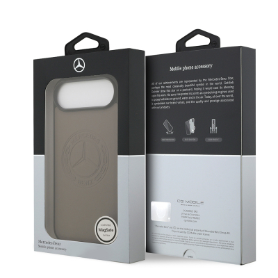 Apple iPhone 17 Air Case Mercedes Benz Original Licensed M-Safe Charging Feature Genuine Leather Nostalgic Star Design Cover - 17