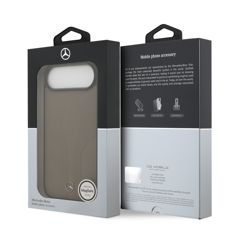 Apple iPhone 17 Air Case Mercedes Benz Original Licensed M-Safe Charging Feature Textured Patterned Leather Cover - 17