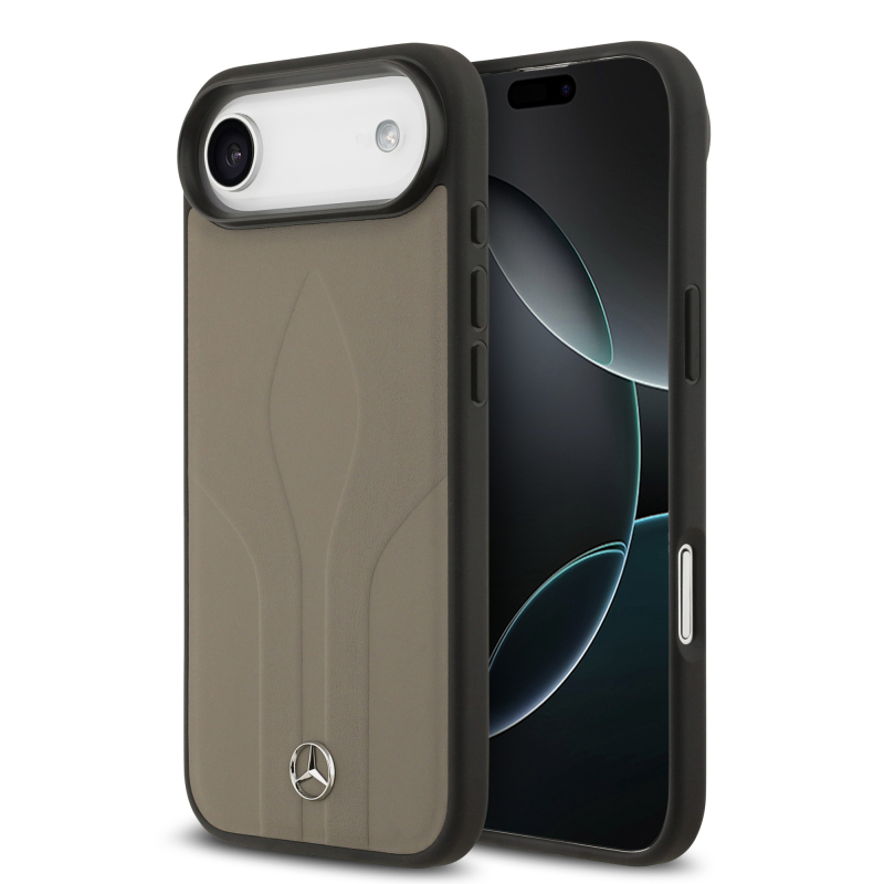 Apple iPhone 17 Air Case Mercedes Benz Original Licensed M-Safe Charging Feature Textured Patterned Leather Cover - 3