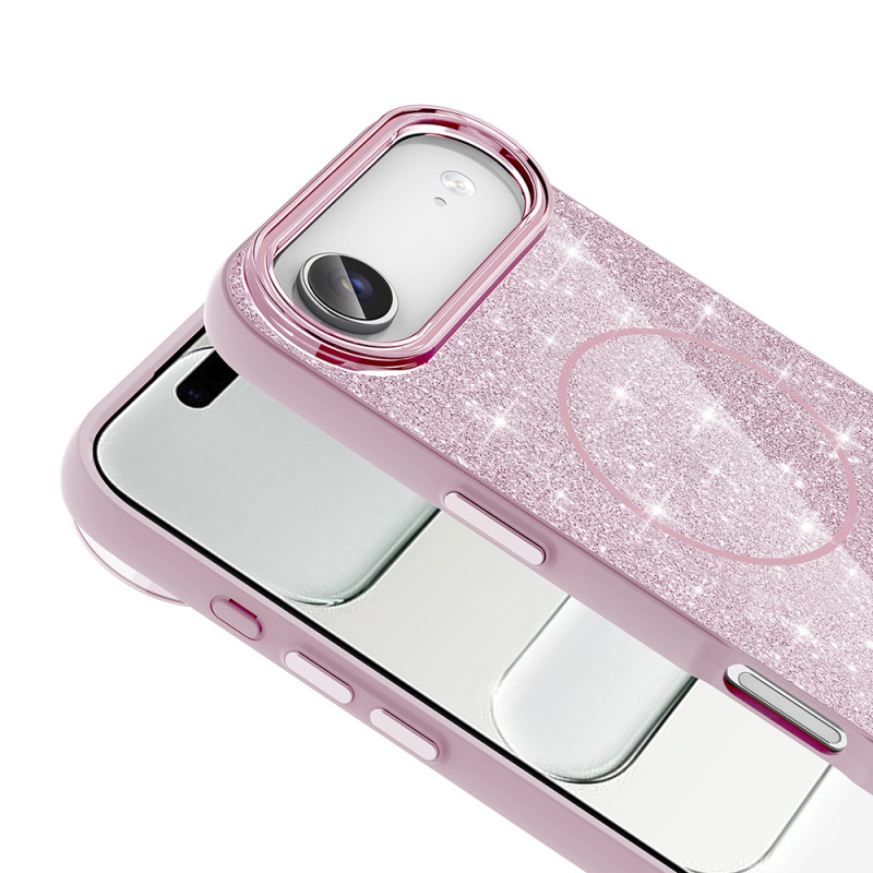 Apple iPhone 17 Air Case Shining Glitter Zore Okso Cover M-safe Charging Feature - 15