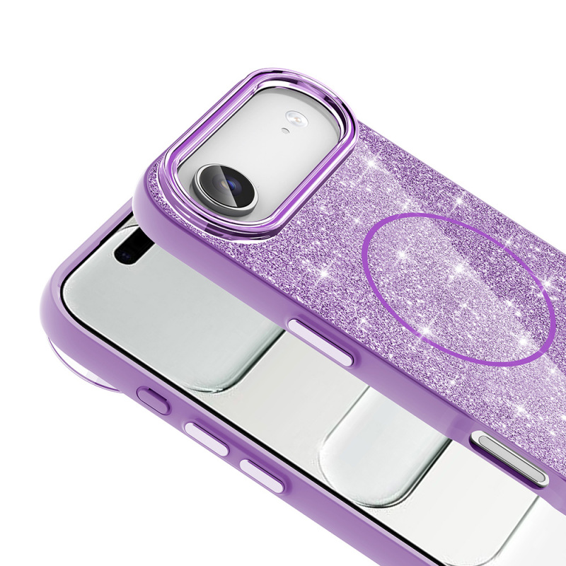 Apple iPhone 17 Air Case Shining Glitter Zore Okso Cover M-safe Charging Feature - 12
