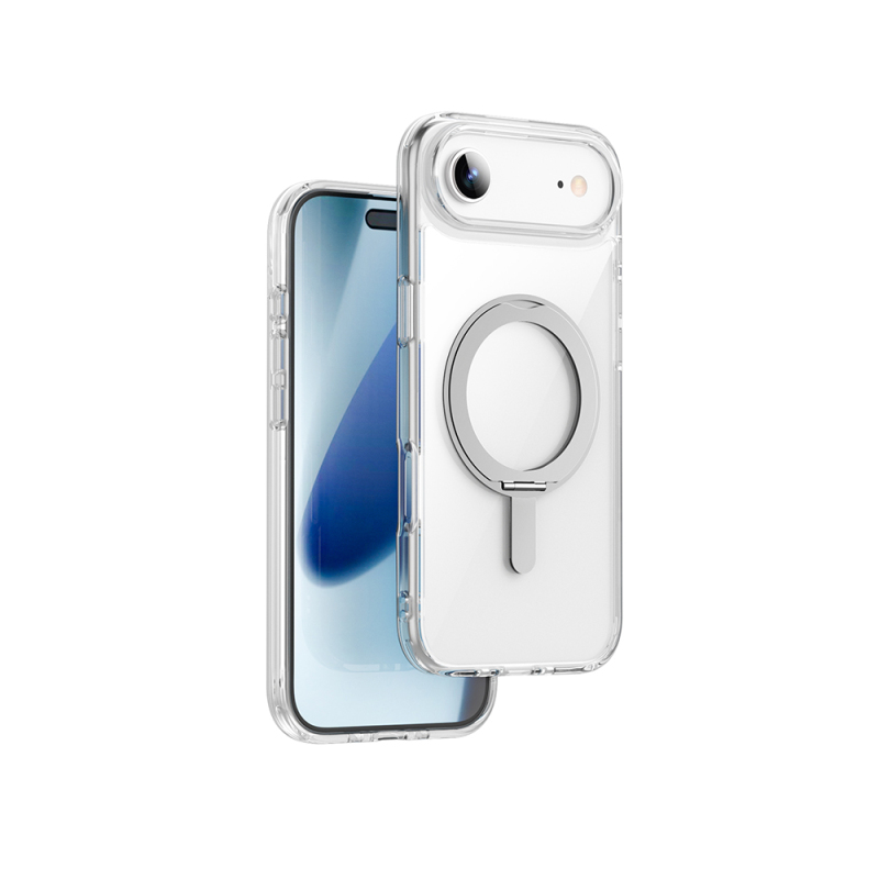 Apple iPhone 17 Air Case with M-safe Charging Feature Wiwu MCC-201 iShield Ultra Series Crystal Hard PC Cover with Stand - 2