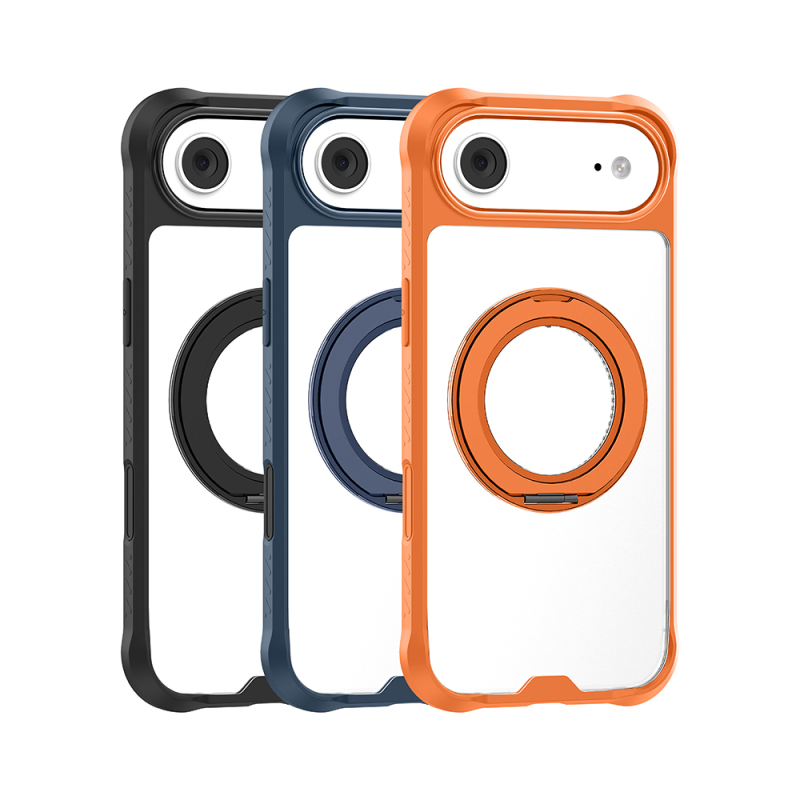 Apple iPhone 17 Air Case with M-safe Charging, Finger Ring Stand, Airbag Design, Mutural Obsidian Series Cover - 10