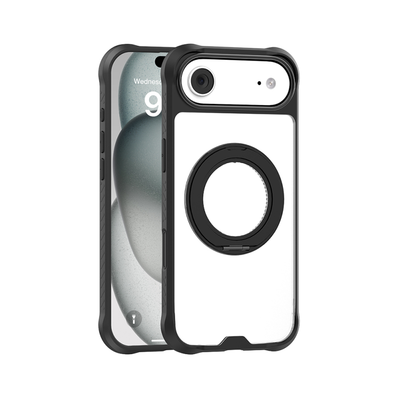 Apple iPhone 17 Air Case with M-safe Charging, Finger Ring Stand, Airbag Design, Mutural Obsidian Series Cover - 4