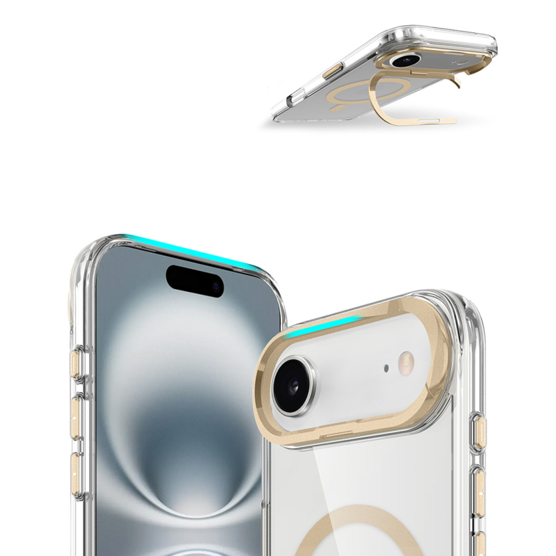 Apple iPhone 17 Air Case Zore Azor Cover with M-safe Charging, Airbag, Camera Stand - 14