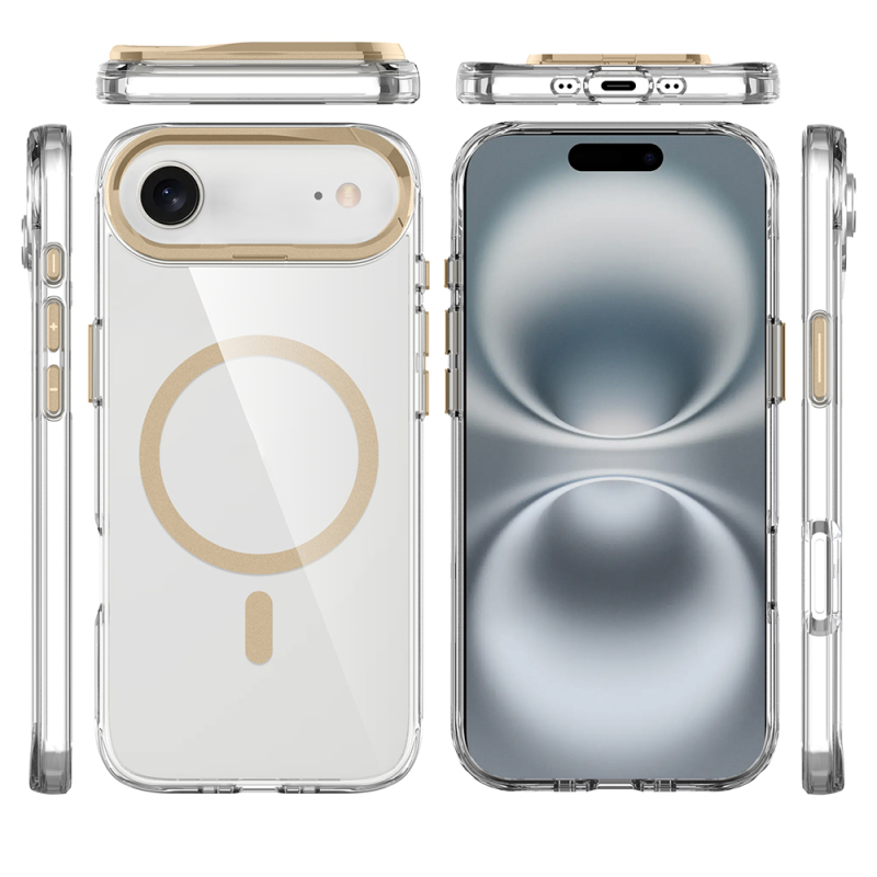 Apple iPhone 17 Air Case Zore Azor Cover with M-safe Charging, Airbag, Camera Stand - 17