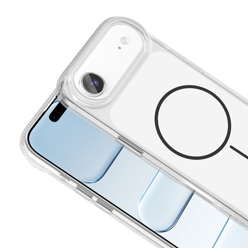 Apple iPhone 17 Air Case Zore Iconic Hard Silicone Cover with Metal Button Design - 14