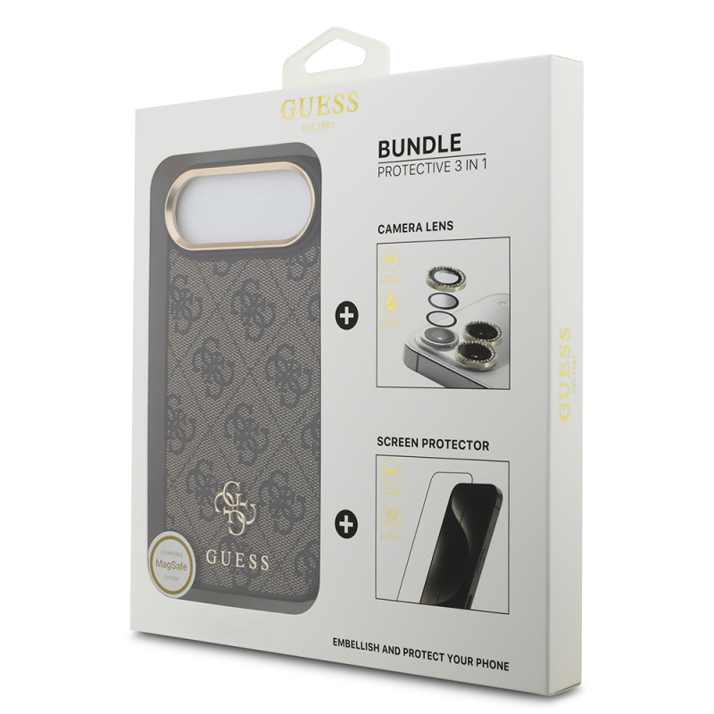 Apple iPhone 17 Air Guess Orjinal Lisanslı 4G ve Yazı Logolu Kılıf + Ekran Koruyucu + Lens Koruyucu 3in1 Aksesuar Seti - 1