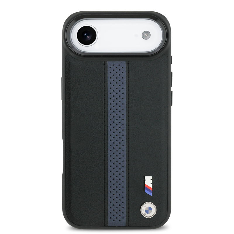 Apple iPhone 17 Air Kılıf BMW Orjinal Lisanslı M-safe Şarj Özellikli Deri Arka Yüzey Metal Logolu Delikli Şerit Tasarımlı Kapak - 18