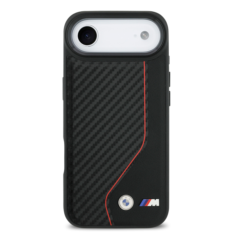 Apple iPhone 17 Air Kılıf BMW Orjinal Lisanslı M-safe Şarj Özellikli Metal BMW ve M Logolu PU Karbon Tasarımlı Kapak - 3