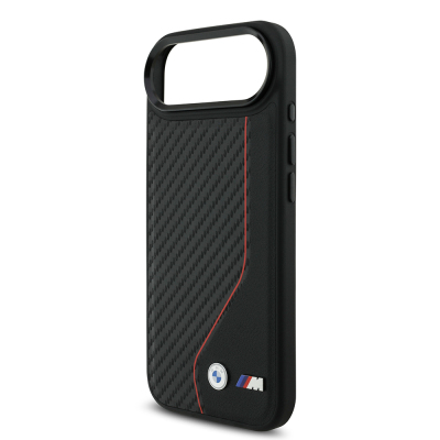Apple iPhone 17 Air Kılıf BMW Orjinal Lisanslı M-safe Şarj Özellikli Metal BMW ve M Logolu PU Karbon Tasarımlı Kapak - 6