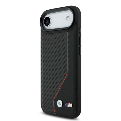 Apple iPhone 17 Air Kılıf BMW Orjinal Lisanslı M-safe Şarj Özellikli Metal BMW ve M Logolu PU Karbon Tasarımlı Kapak - 8