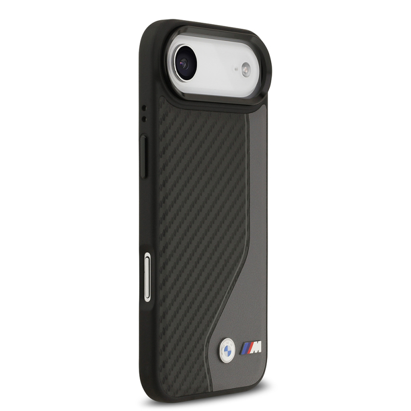 Apple iPhone 17 Air Kılıf BMW Orjinal Lisanslı M-safe Şarj Özellikli Metal BMW ve M Logolu PU Karbon Tasarımlı Kapak - 13