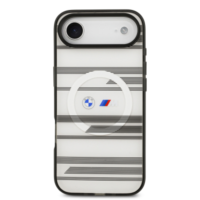 Apple iPhone 17 Air Kılıf BMW Orjinal Lisanslı M-safe Şarj Özellikli Metal Kamera Butonlu Yatay Şeritli M Dizayn Kapak - 5