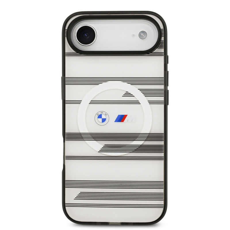 Apple iPhone 17 Air Kılıf BMW Orjinal Lisanslı M-safe Şarj Özellikli Metal Kamera Butonlu Yatay Şeritli M Dizayn Kapak - 5