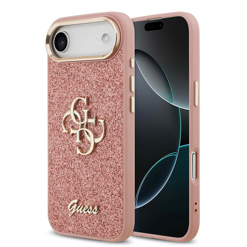 Apple iPhone 17 Air Kılıf Guess Orjinal Lisanslı 4G Büyük Metal Kamera Çerçeveli ve Logolu Glitter Kapak - 3