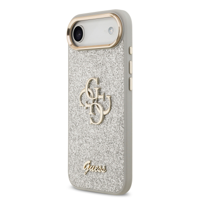 Apple iPhone 17 Air Kılıf Guess Orjinal Lisanslı 4G Büyük Metal Kamera Çerçeveli ve Logolu Glitter Kapak - 27