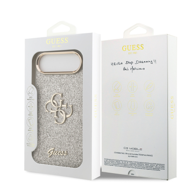 Apple iPhone 17 Air Kılıf Guess Orjinal Lisanslı 4G Büyük Metal Kamera Çerçeveli ve Logolu Glitter Kapak - 33