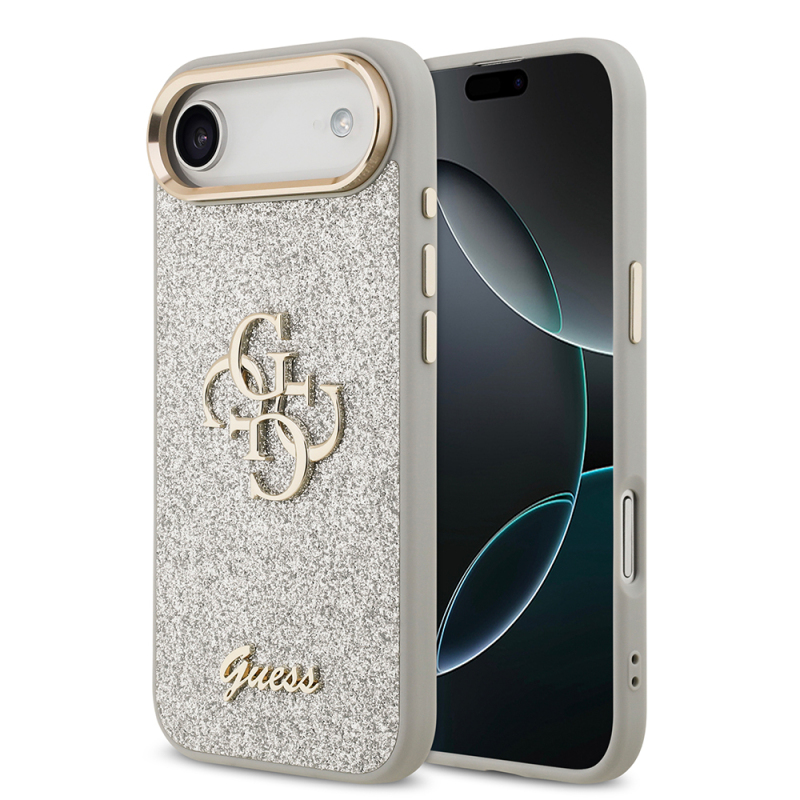 Apple iPhone 17 Air Kılıf Guess Orjinal Lisanslı 4G Büyük Metal Kamera Çerçeveli ve Logolu Glitter Kapak - 5