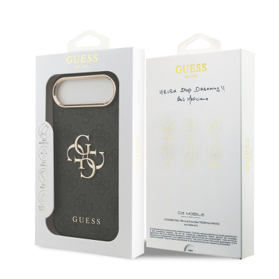 Apple iPhone 17 Air Kılıf Guess Orjinal Lisanslı Gold Metal Kamera Çerçeveli 4G Desenli Metal Büyük 4G ve Yazı Logolu Kapak - 9