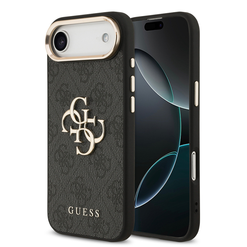 Apple iPhone 17 Air Kılıf Guess Orjinal Lisanslı Gold Metal Kamera Çerçeveli 4G Desenli Metal Büyük 4G ve Yazı Logolu Kapak - 2