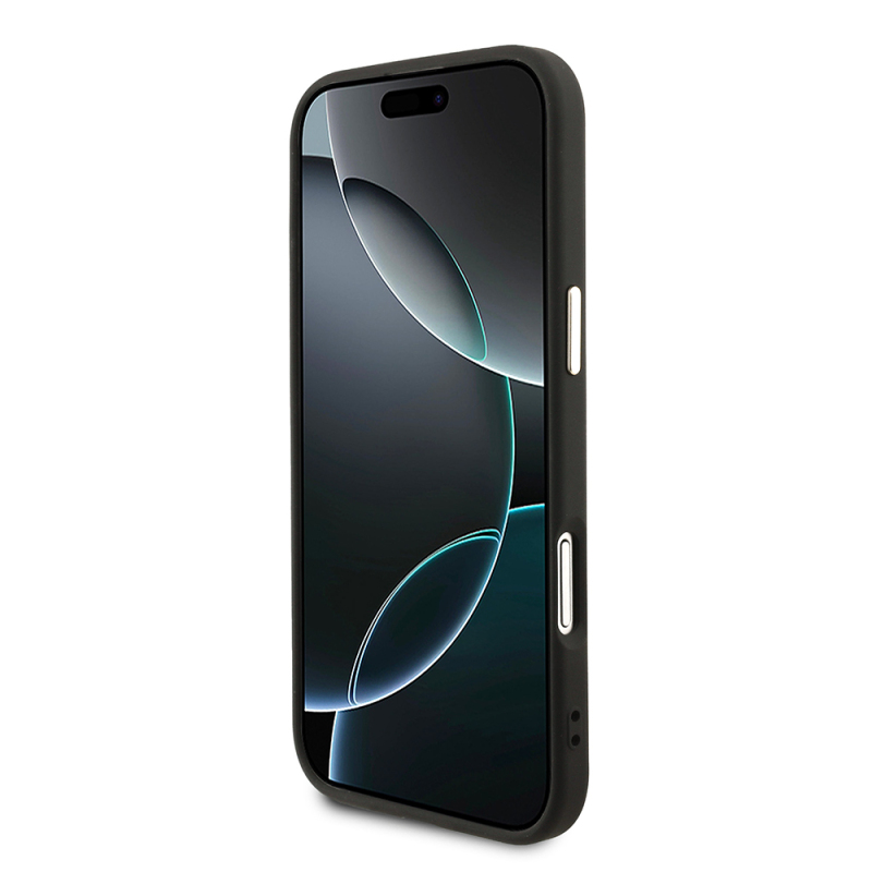 Apple iPhone 17 Air Kılıf Guess Orjinal Lisanslı Gold Metal Kamera Çerçeveli Taşlı Üçgen Logo 4G Desenli Kapak - 7