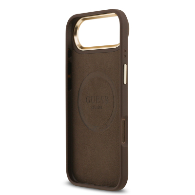 Apple iPhone 17 Air Kılıf Guess Orjinal Lisanslı M-safe Şarj Özellikli 4G Desenli PU Metal Plaka Klasik Logolu Kapak - 10