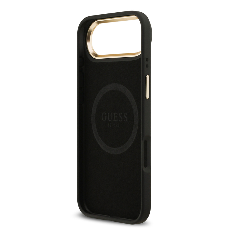 Apple iPhone 17 Air Kılıf Guess Orjinal Lisanslı M-safe Şarj Özellikli 4G Desenli PU Metal Plaka Klasik Logolu Kapak - 16