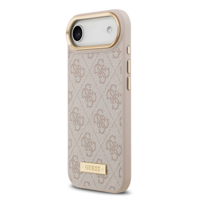 Apple iPhone 17 Air Kılıf Guess Orjinal Lisanslı M-safe Şarj Özellikli 4G Desenli PU Metal Plaka Klasik Logolu Kapak - 17