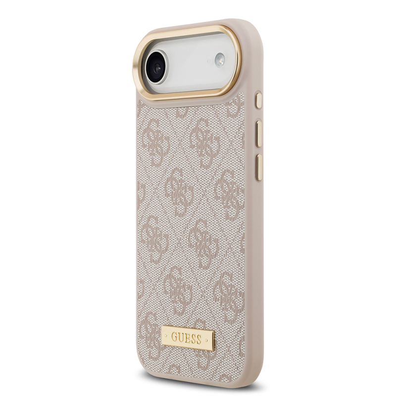 Apple iPhone 17 Air Kılıf Guess Orjinal Lisanslı M-safe Şarj Özellikli 4G Desenli PU Metal Plaka Klasik Logolu Kapak - 17