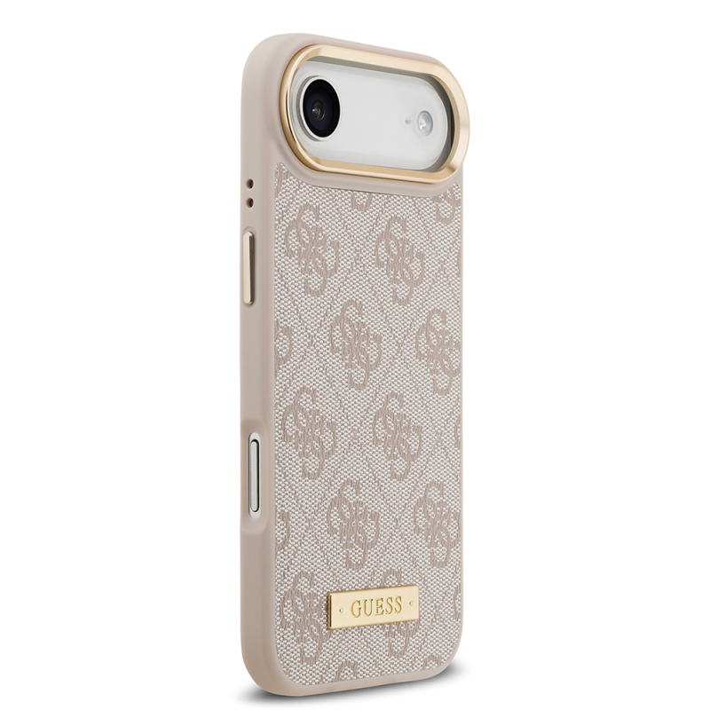 Apple iPhone 17 Air Kılıf Guess Orjinal Lisanslı M-safe Şarj Özellikli 4G Desenli PU Metal Plaka Klasik Logolu Kapak - 19