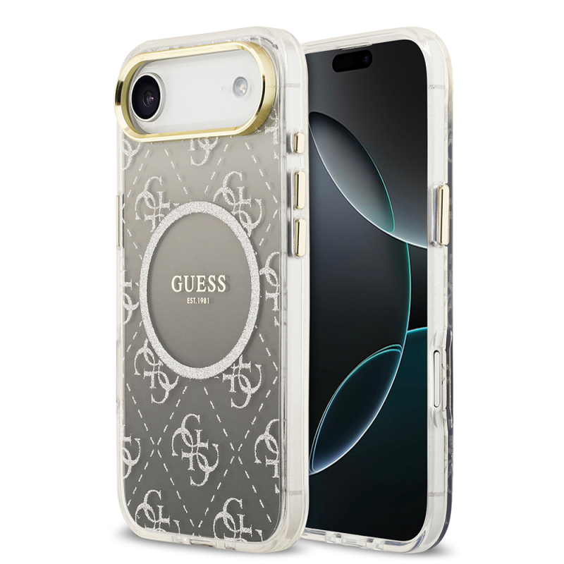 Apple iPhone 17 Air Kılıf Guess Orjinal Lisanslı M-safe Şarj Özellikli 4G Desenli Simli Silikon Kapak - 3