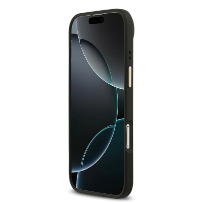 Apple iPhone 17 Air Kılıf Guess Orjinal Lisanslı M-safe Şarj Özellikli Gold Metal Kamera Çerçeveli PU Deri 4G Desenli Yazı Logolu Kapak - 14
