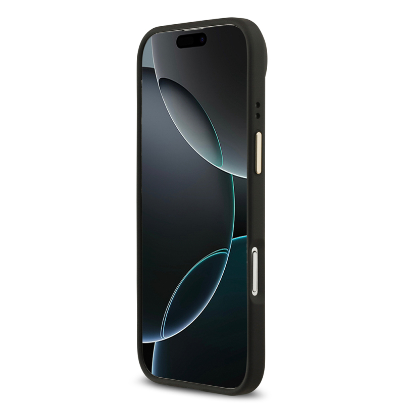 Apple iPhone 17 Air Kılıf Guess Orjinal Lisanslı M-safe Şarj Özellikli Gold Metal Kamera Çerçeveli PU Deri 4G Desenli Yazı Logolu Kapak - 14