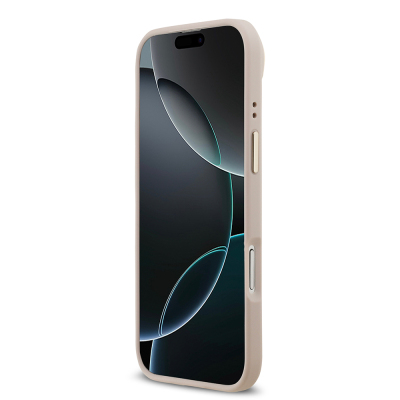 Apple iPhone 17 Air Kılıf Guess Orjinal Lisanslı M-safe Şarj Özellikli Gold Metal Kamera Çerçeveli PU Deri 4G Desenli Yazı Logolu Kapak - 20