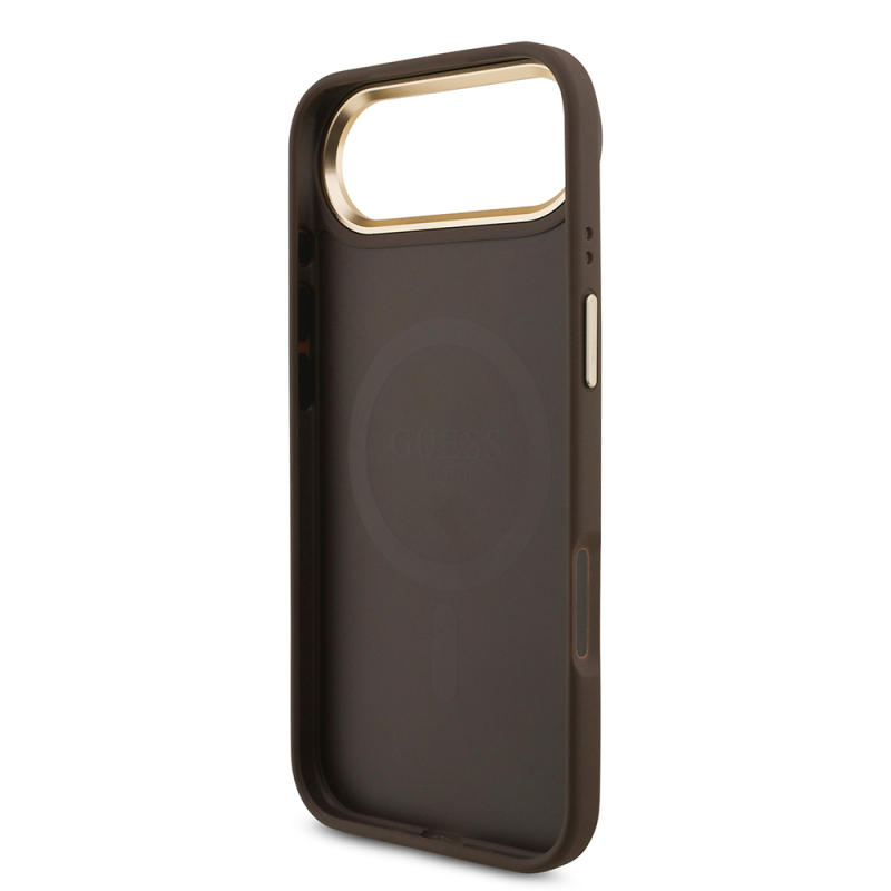 Apple iPhone 17 Air Kılıf Guess Orjinal Lisanslı M-safe Şarj Özellikli Gold Metal Kamera Çerçeveli Taşlı 4G Logolu Kapak - 8